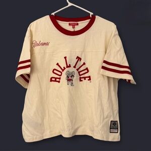 NWT Alabama Crimson Tide Mitchell & Ness Women's Cropped Ringer Tee XL $55 MSRP